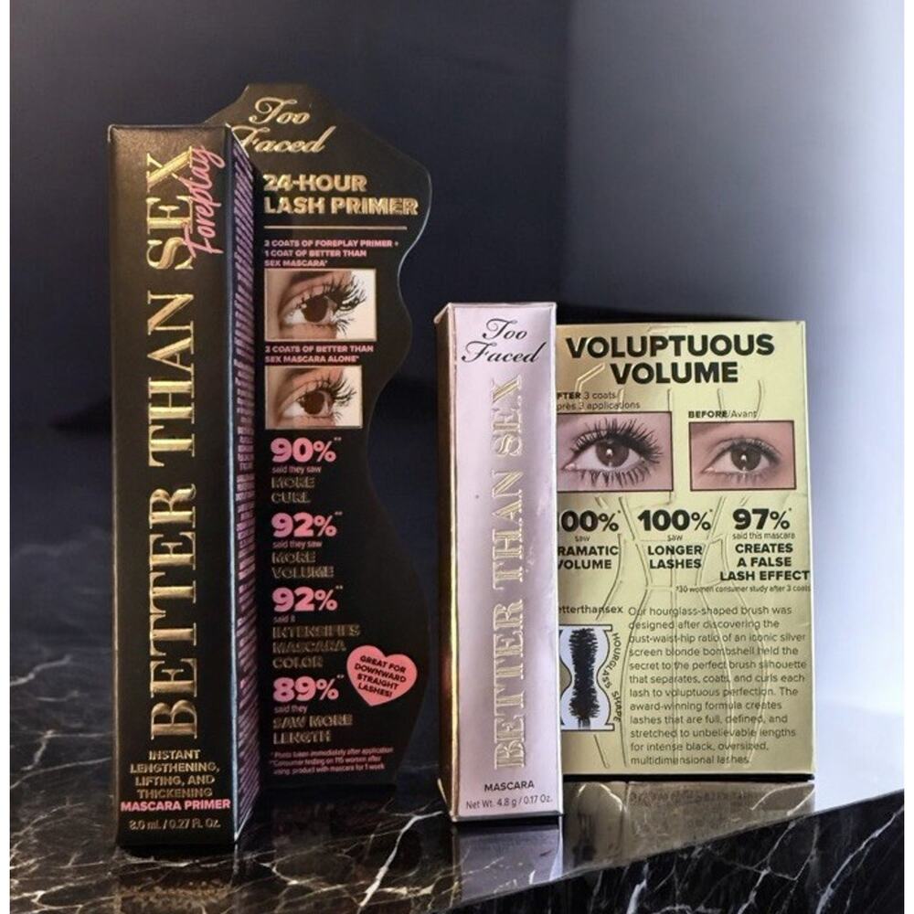 TOO FACED Better Than Sex Foreplay Mascara Primer .27 Oz + Mascara .17 Oz NIB